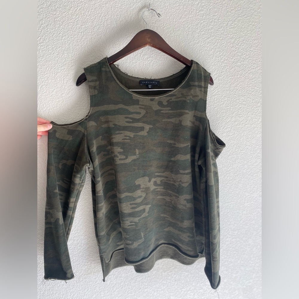 Camo Open Shoulder Top